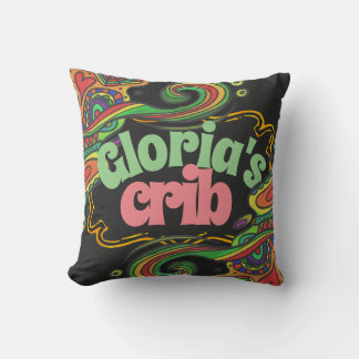 Floral swirl art vintage 60s 70s retro throw pillo throw pillow