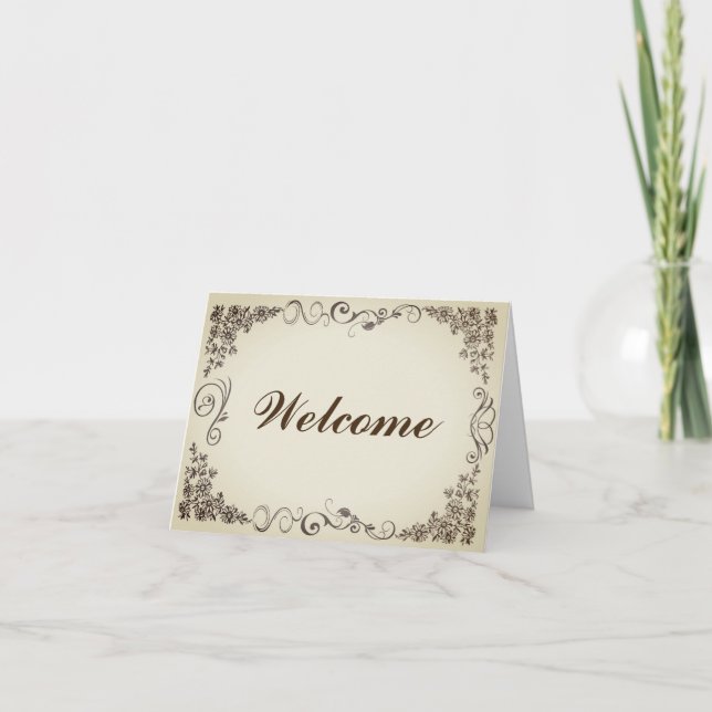 Floral Swirl Decorative Boarder with Welcome Card (Front)