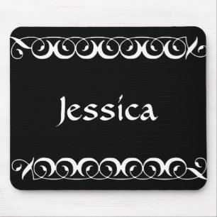 Floral Swirl Decorative With Initial Personalized Mouse Pad