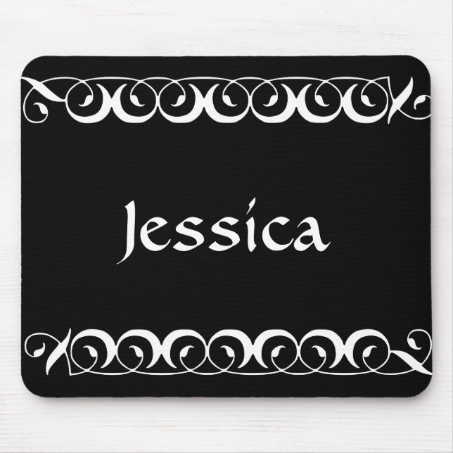 Floral Swirl Decorative With Initial Personalized Mouse Pad (Front)