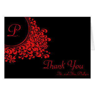 Floral Swirl Decorative With Initial Thank You