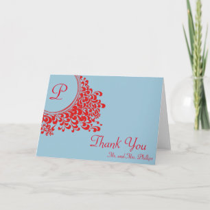 Floral Swirl Decorative With Initial Thank You