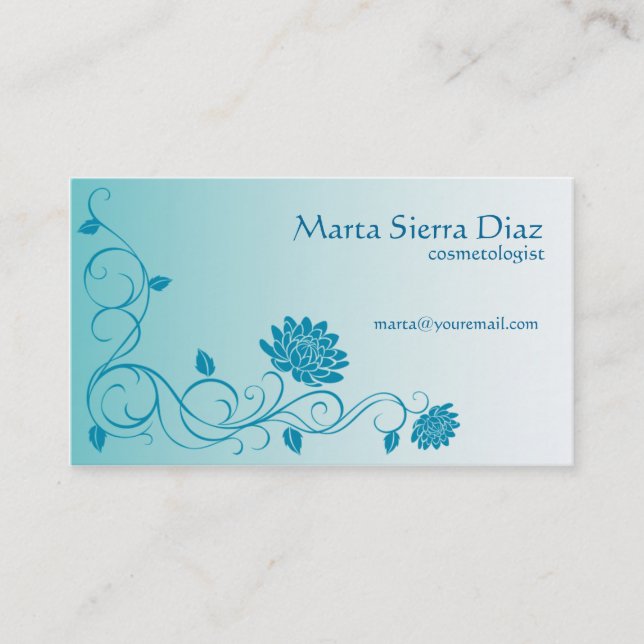 Floral Swirl Edge Business Card (Front)