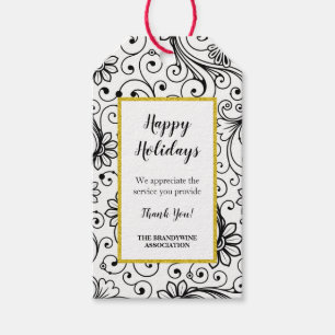Floral swirl holiday thank you gift tag