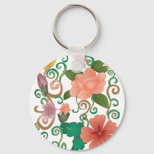 Floral Swirl Ornaments Keychain
