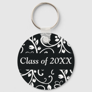 Floral Swirl Personalized Class Of Keychain