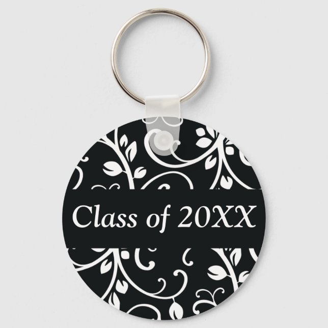 Floral Swirl Personalized Class Of Keychain (Front)