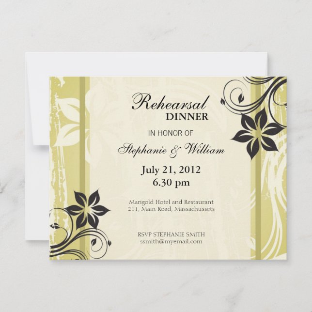 Floral Swirl Rehearsal Dinner Card (Front)