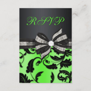 Floral Swirl RSVP With Jewelled Bow Card
