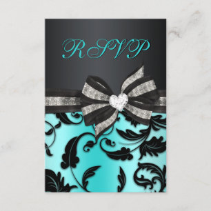 Floral Swirl RSVP With Jewelled Bow Card