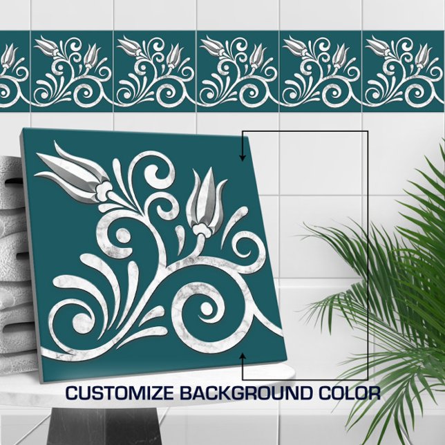 Floral Swirl Seamless Border -White marble Tile (Creator Uploaded)