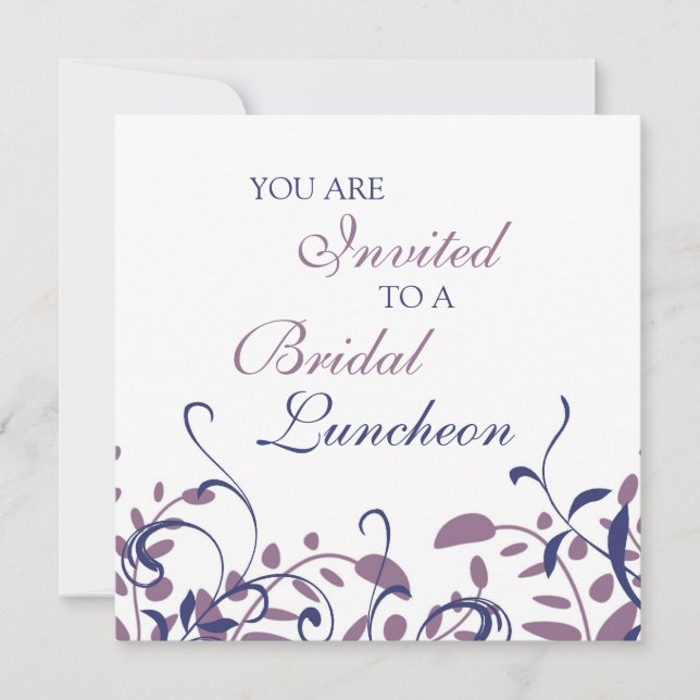 Floral Swirls Bridal Luncheon Invitation Cards (Front)