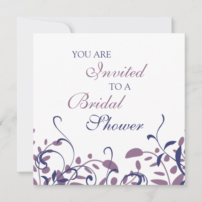 Floral Swirls Bridal Shower Invitation Cards (Front)