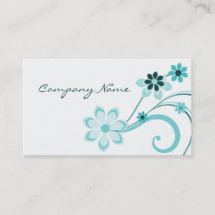Floral Swirls Business Card, Turquoise Card