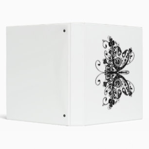 Floral Swirls Butterfly - Black & White Binder