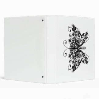 Floral Swirls Butterfly - Black & White Binder
