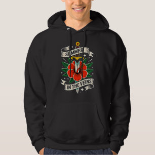 Floral Sword Emblem   Vibrant Hibiscus Summer Hoodie