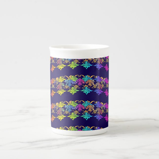 Floral Symbols Navy   Bone China Mug (Front)