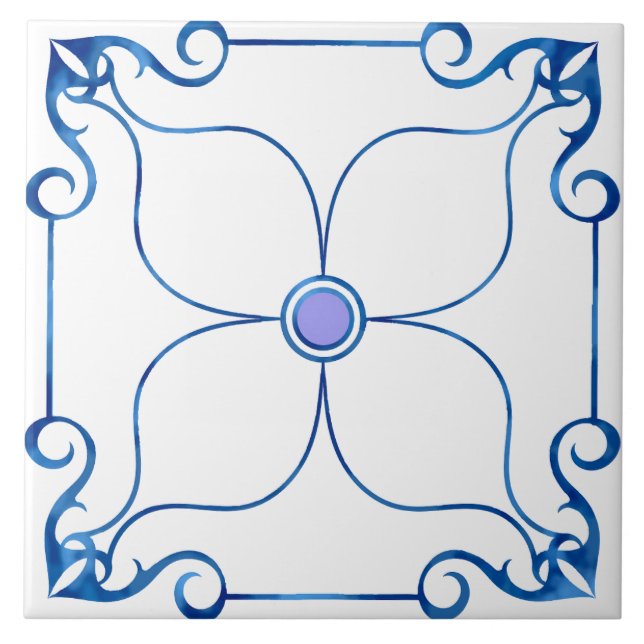 Floral Symmetry Mediterranean (Lilac) Tile (Front)