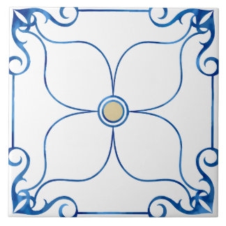 Floral Symmetry Mediterranean (Yellow Ceramic Tile