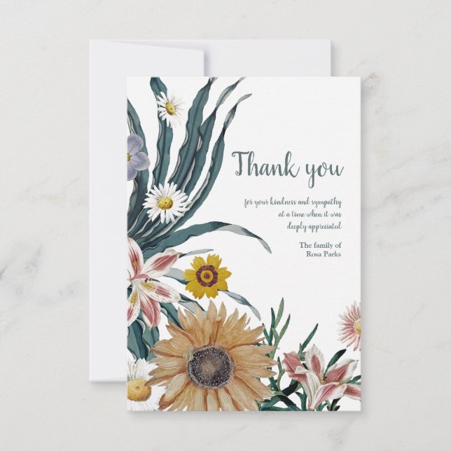 Floral Sympathy Thank You Card (Front)