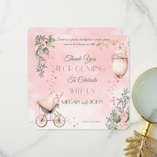 Floral Symphony in Pink Co-Ed Girl Baby Shower Thank You Card