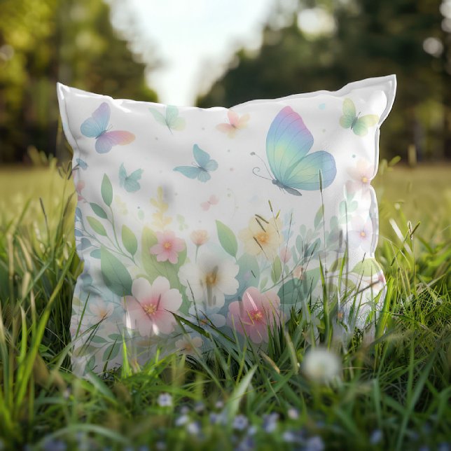 Floral Symphony 🌸🦋 Throw Pillow (Creator Uploaded)