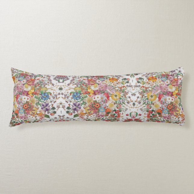 Floral Symphony Vibrant Multi-Coloured Garden Body Pillow (Front)
