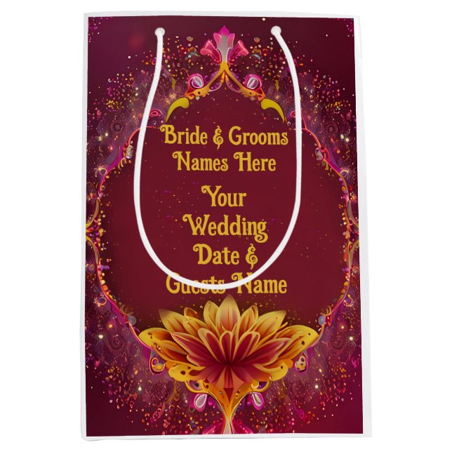Floral Symphony: Wedding Elegance Collection Medium Gift Bag (Front)