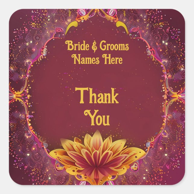 Floral Symphony: Wedding Elegance Collection Square Sticker (Front)
