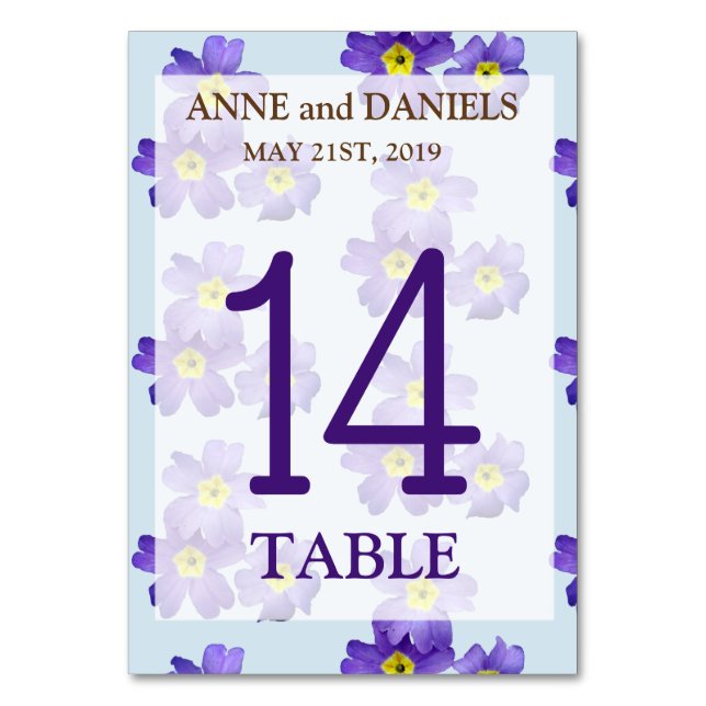 Floral Table Number Cards (Front)