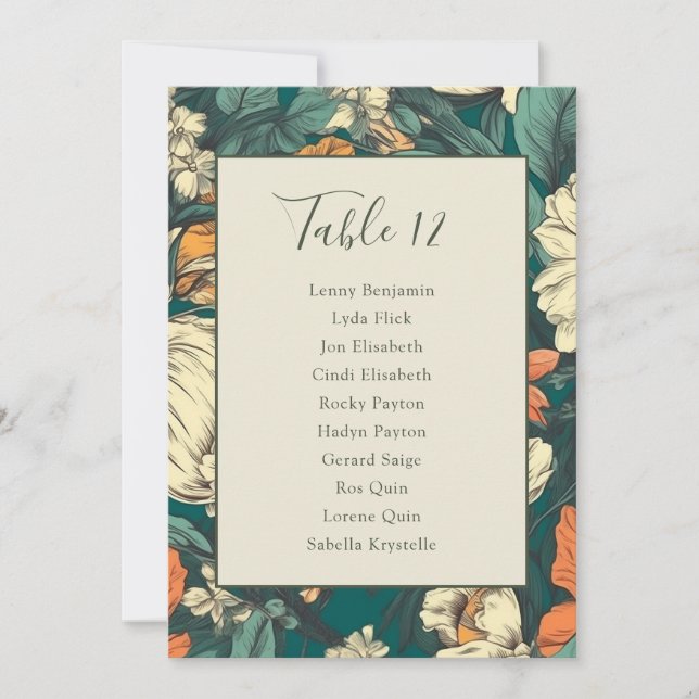 Floral Table Number Seating Chart (Front)