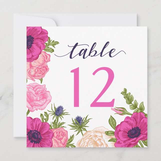 Floral Table Number // Wedding, Bridal Shower (Front)