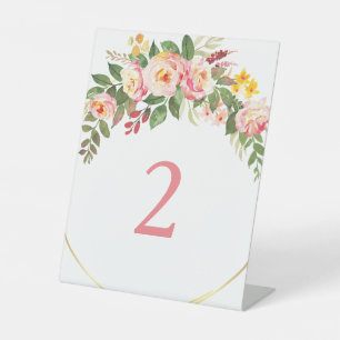 Floral table numbers pedestal sign