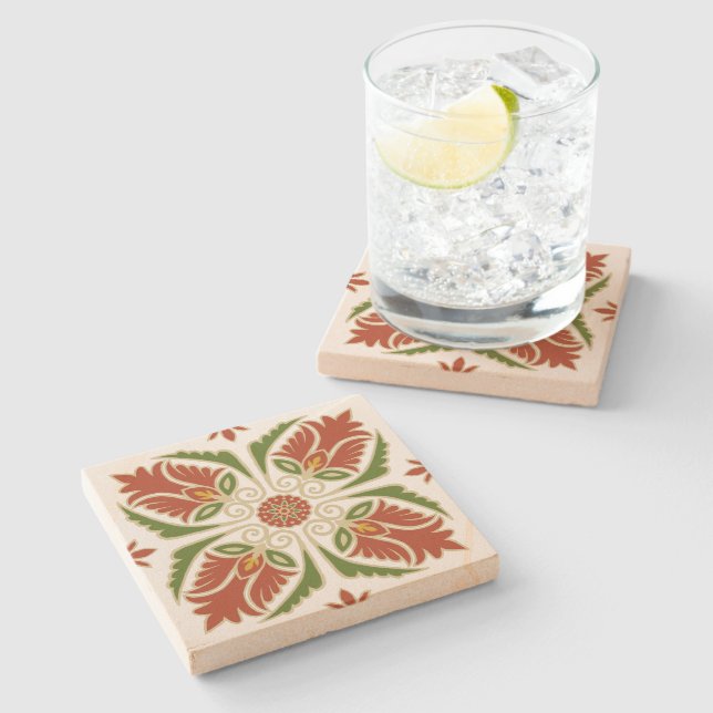 Floral Talavera Tile  Stone Coaster (Side)