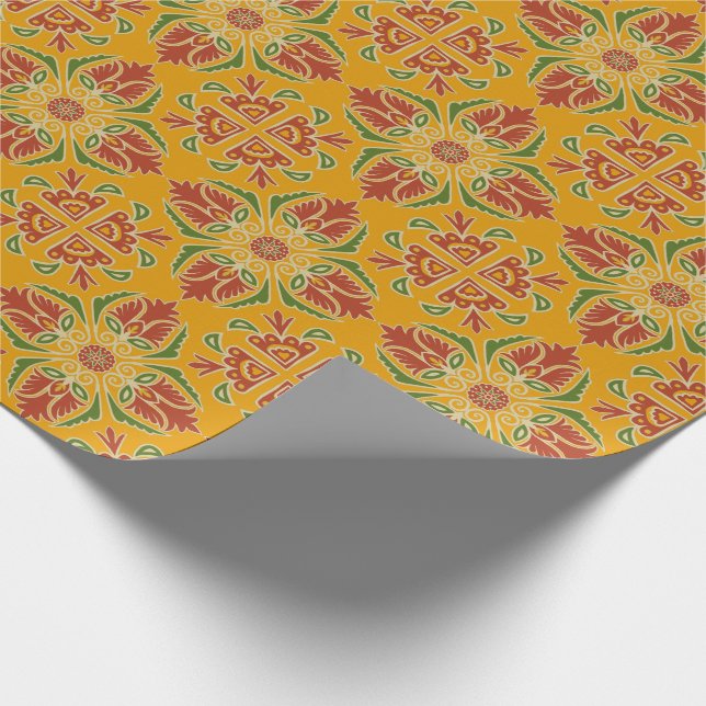 Floral Talavera Tile  Wrapping Paper (Corner)