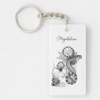 Floral Tangle Drawing -  Keychain