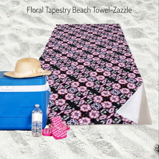 Floral Tapestry  Beach Towel (Creator Uploaded)
