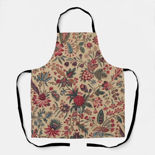 Floral Tapestry Needlework Flower Art Apron (Front)