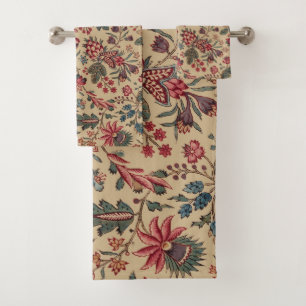 Floral Tapestry Needlework Flower Art Bath Towel Set