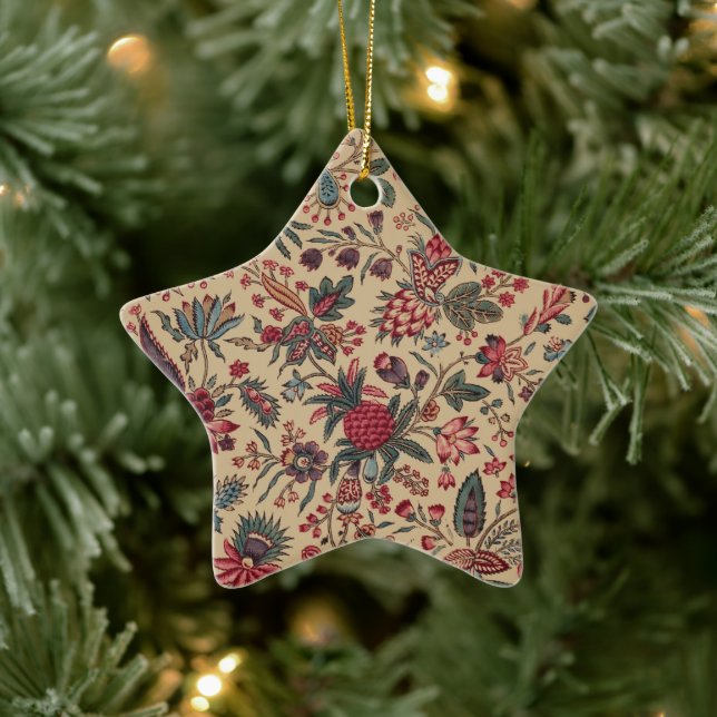 Floral Tapestry Needlework Flower Art Ceramic Ornament (Tree)