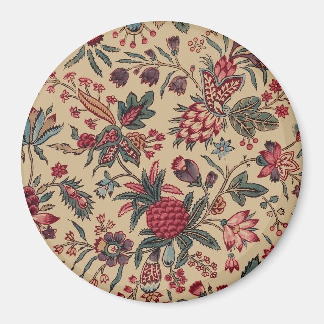 Floral Tapestry Needlework Flower Art Magnet (Front)