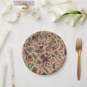 Floral Tapestry Needlework Flower Art Paper Plate