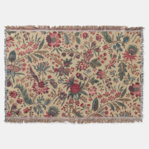 Floral Tapestry Needlework Flower Art Throw Blanket