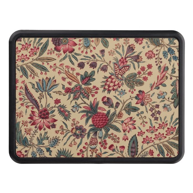 Floral Tapestry Needlework Flower Art Trailer Hitch Cover (Front)
