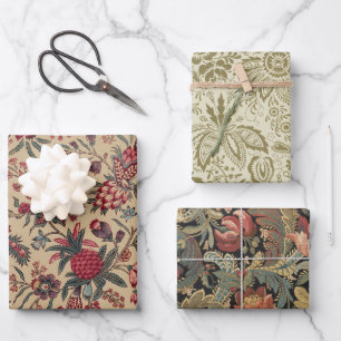 Floral Tapestry Needlework Flower Art Wrapping Paper Sheet