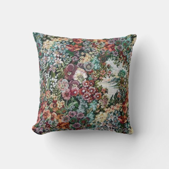 Floral Tapestry Throw Pillow (Front)
