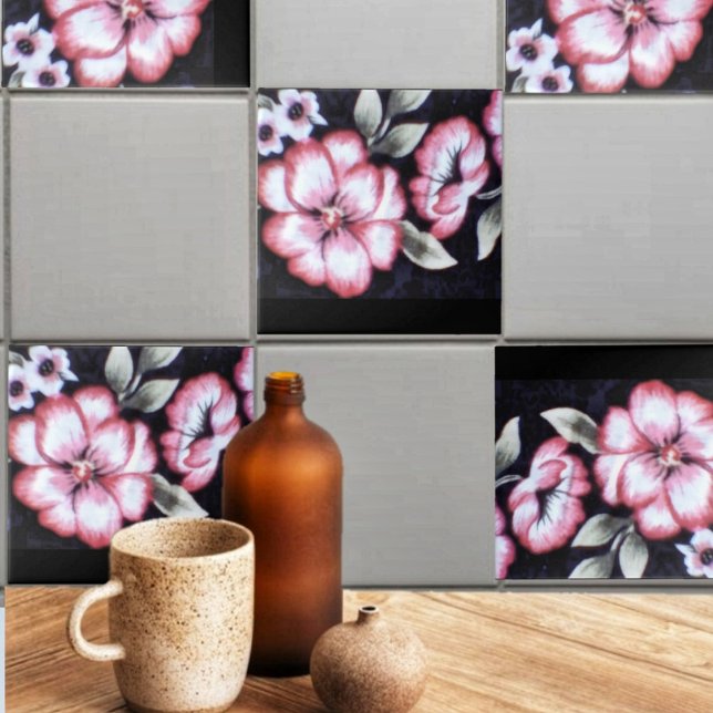 Floral Tapestry  Tile (Add a touch of the garden to your wall decor, with these May Bloom Ceramic Tiles!)