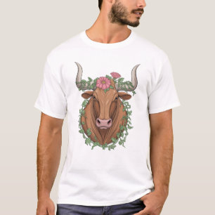 Floral Taurus Bull T-Shirt