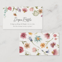 Floral Tea Baby Shower Diaper Raffle Card